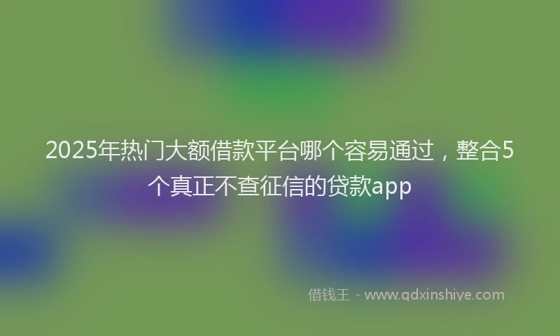 2025年热门大额借款平台哪个容易通过，整合5个真正不查征信的贷款app