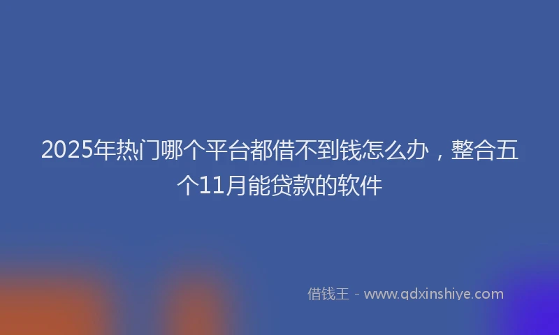 2025年热门哪个平台都借不到钱怎么办，整合五个11月能贷款的软件