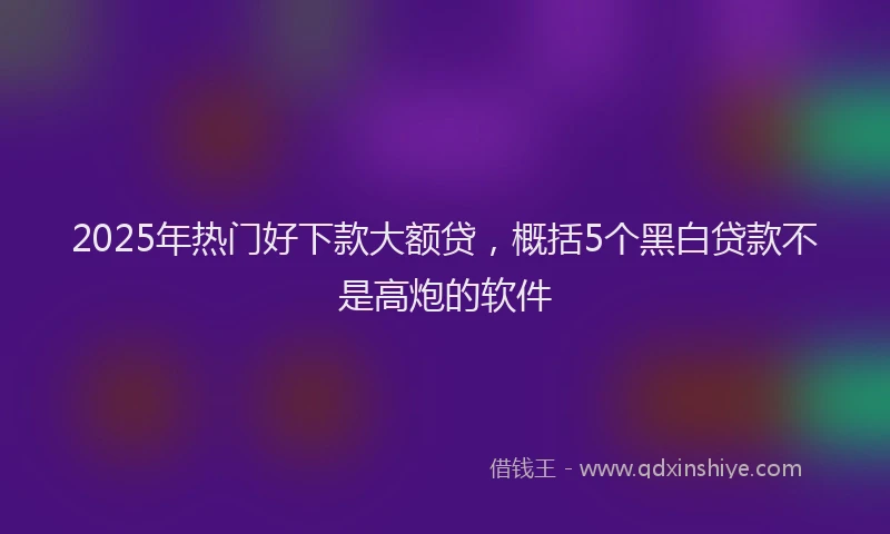 2025年热门好下款大额贷，概括5个黑白贷款不是高炮的软件