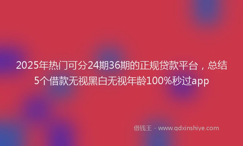 2025年热门可分24期36期的正规贷款平台，总结5个借款无视黑白无视年龄100%秒过app