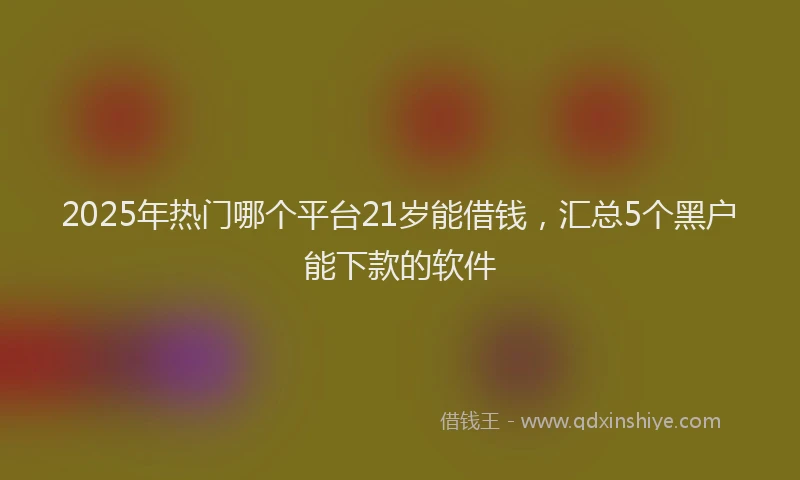 2025年热门哪个平台21岁能借钱，汇总5个黑户能下款的软件