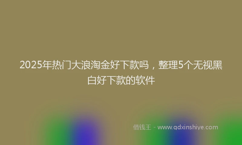 2025年热门大浪淘金好下款吗，整理5个无视黑白好下款的软件