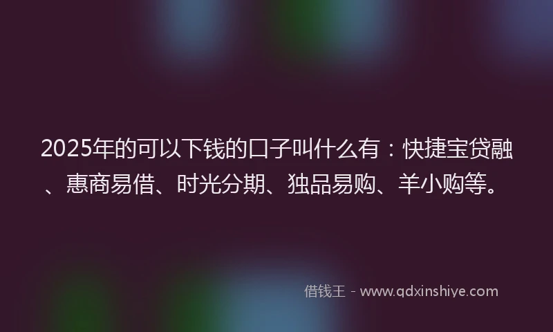2025年的可以下钱的口子叫什么有：快捷宝贷融、惠商易借、时光分期、独品易购、羊小购等。