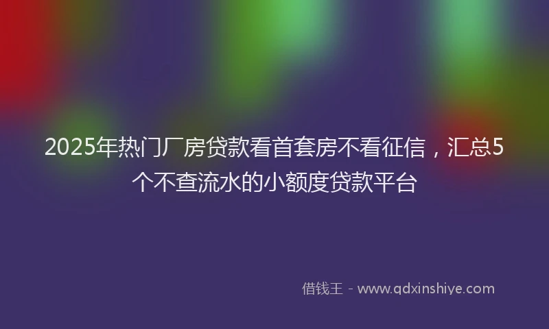 2025年热门厂房贷款看首套房不看征信，汇总5个不查流水的小额度贷款平台