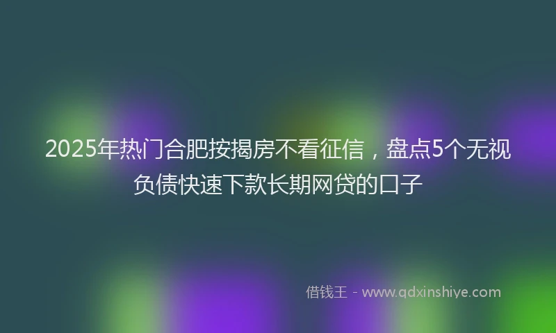 2025年热门合肥按揭房不看征信，盘点5个无视负债快速下款长期网贷的口子