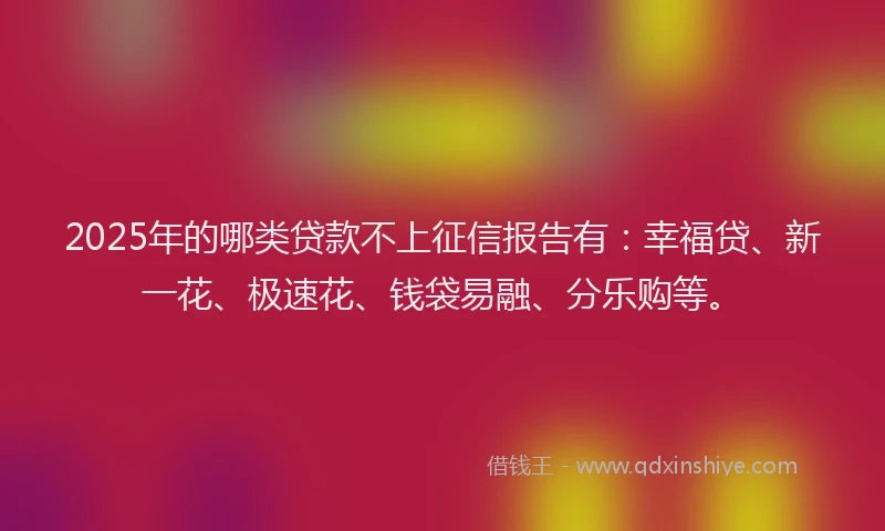 2025年的哪类贷款不上征信报告有：幸福贷、新一花、极速花、钱袋易融、分乐购等。