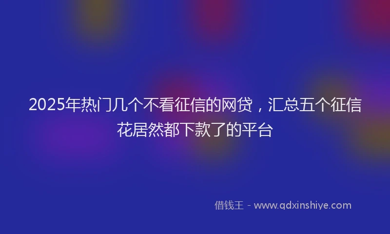 2025年热门几个不看征信的网贷，汇总五个征信花居然都下款了的平台
