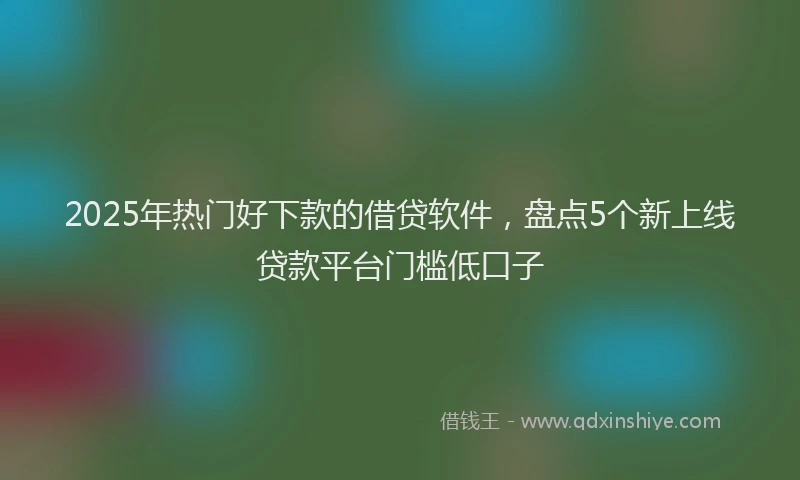 2025年热门好下款的借贷软件，盘点5个新上线贷款平台门槛低口子