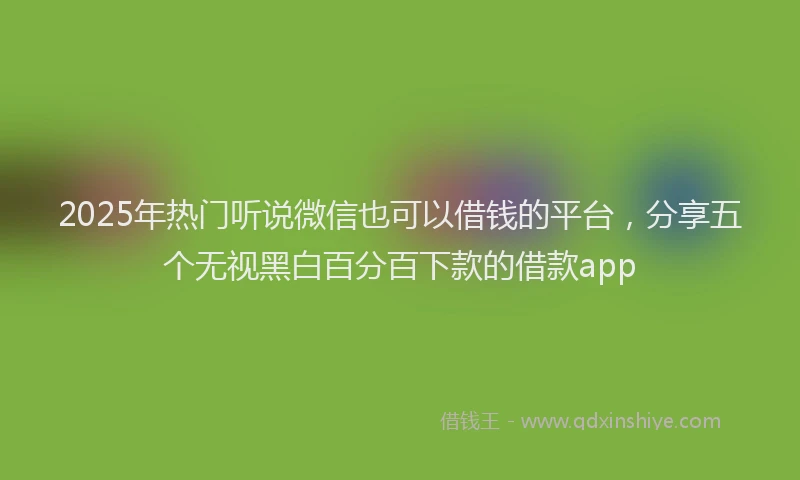 2025年热门听说微信也可以借钱的平台，分享五个无视黑白百分百下款的借款app