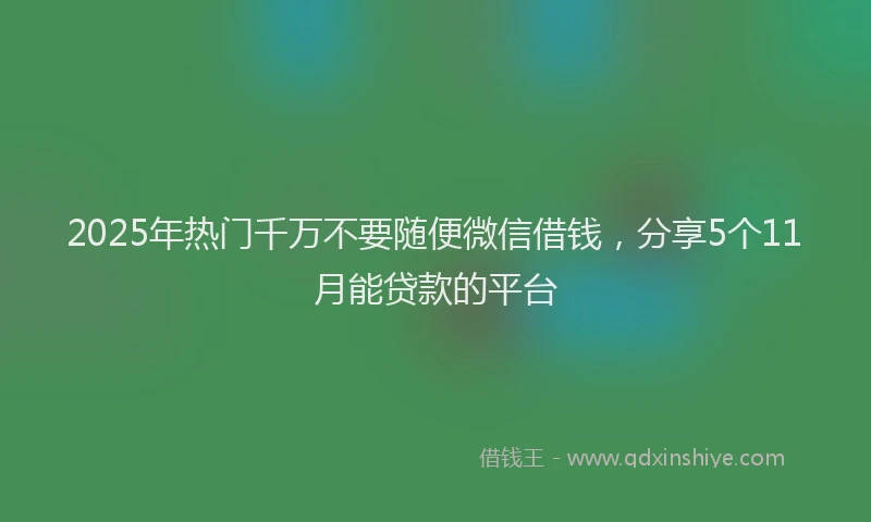 2025年热门千万不要随便微信借钱，分享5个11月能贷款的平台