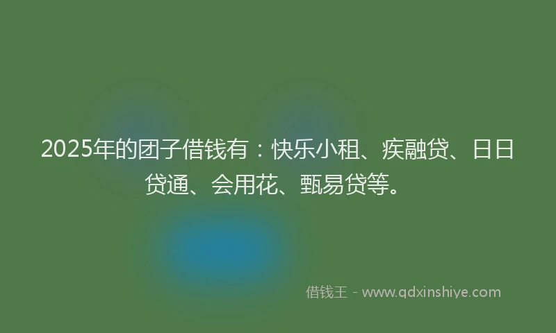 2025年的团子借钱有：快乐小租、疾融贷、日日贷通、会用花、甄易贷等。