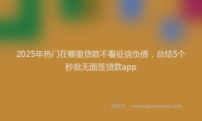 2025年热门在哪里贷款不看征信负债，总结5个秒批无面签贷款app
