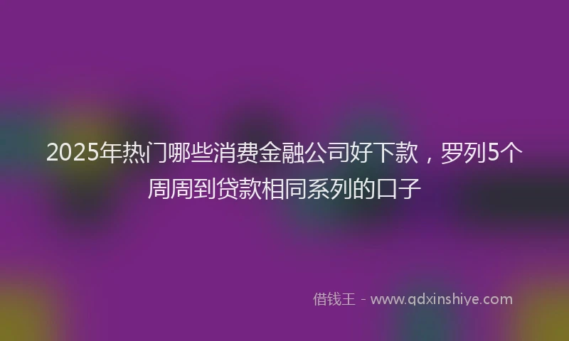 2025年热门哪些消费金融公司好下款，罗列5个周周到贷款相同系列的口子