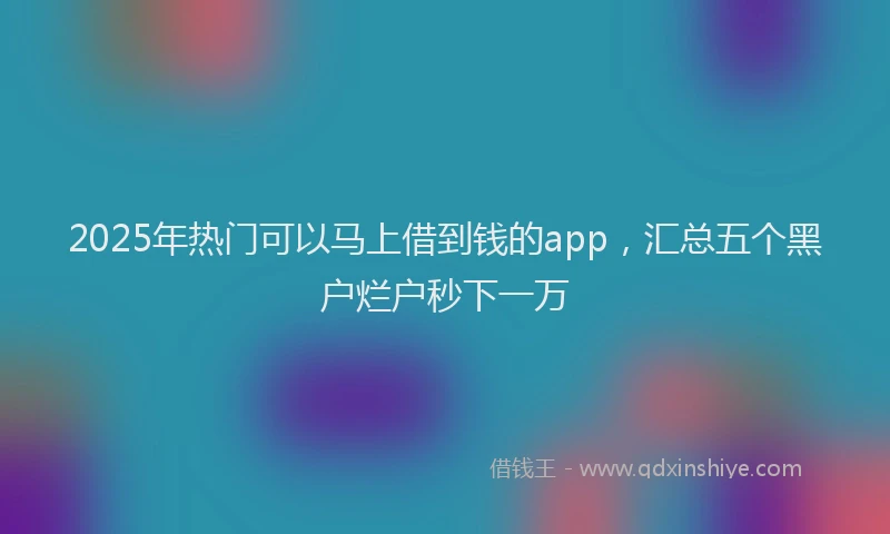 2025年热门可以马上借到钱的app，汇总五个黑户烂户秒下一万