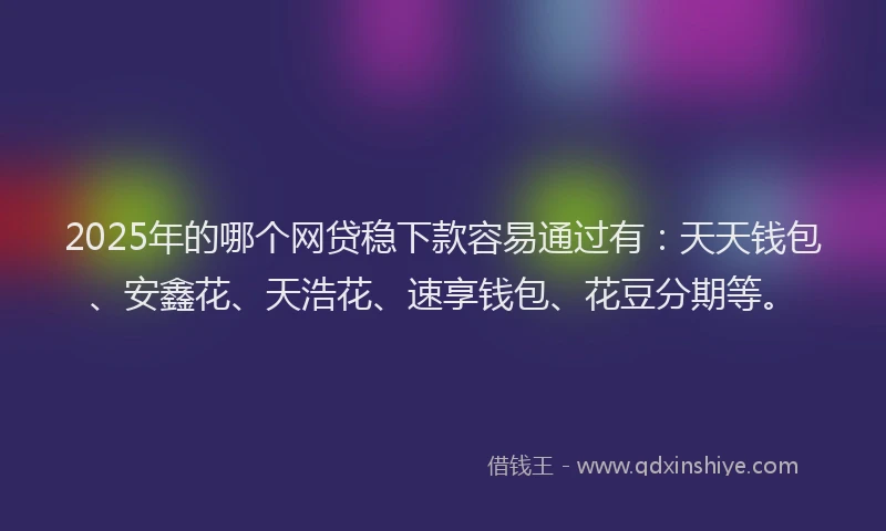 2025年的哪个网贷稳下款容易通过有：天天钱包、安鑫花、天浩花、速享钱包、花豆分期等。