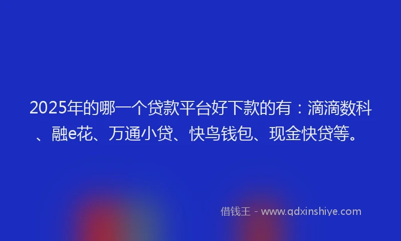 2025年的哪一个贷款平台好下款的有：滴滴数科、融e花、万通小贷、快鸟钱包、现金快贷等。