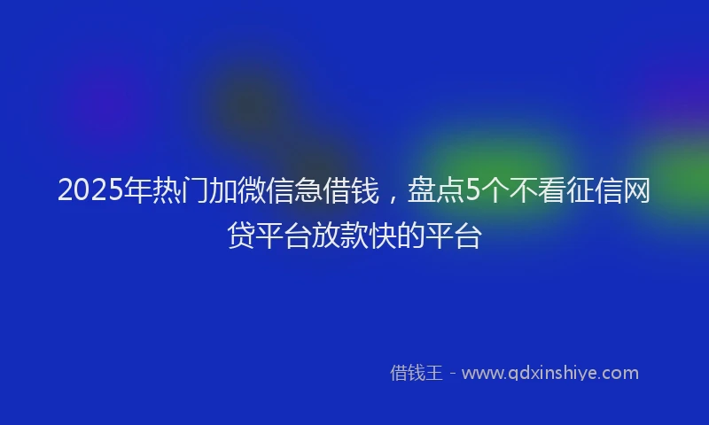 2025年热门加微信急借钱，盘点5个不看征信网贷平台放款快的平台