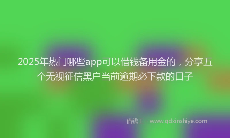 2025年热门哪些app可以借钱备用金的，分享五个无视征信黑户当前逾期必下款的口子