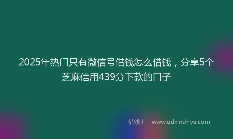 2025年热门只有微信号借钱怎么借钱，分享5个芝麻信用439分下款的口子