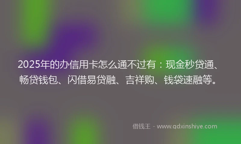 2025年的办信用卡怎么通不过有：现金秒贷通、畅贷钱包、闪借易贷融、吉祥购、钱袋速融等。