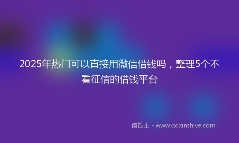 2025年热门可以直接用微信借钱吗，整理5个不看征信的借钱平台