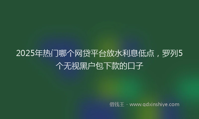 2025年热门哪个网贷平台放水利息低点，罗列5个无视黑户包下款的口子