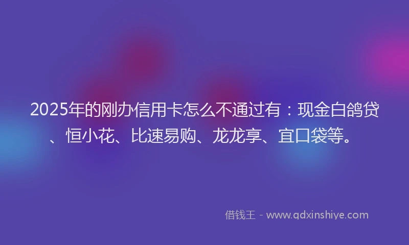 2025年的刚办信用卡怎么不通过有：现金白鸽贷、恒小花、比速易购、龙龙享、宜口袋等。