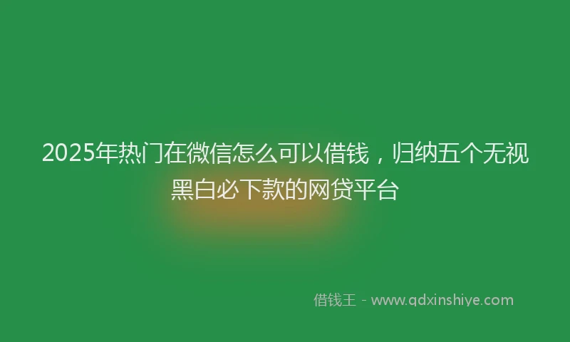 2025年热门在微信怎么可以借钱，归纳五个无视黑白必下款的网贷平台