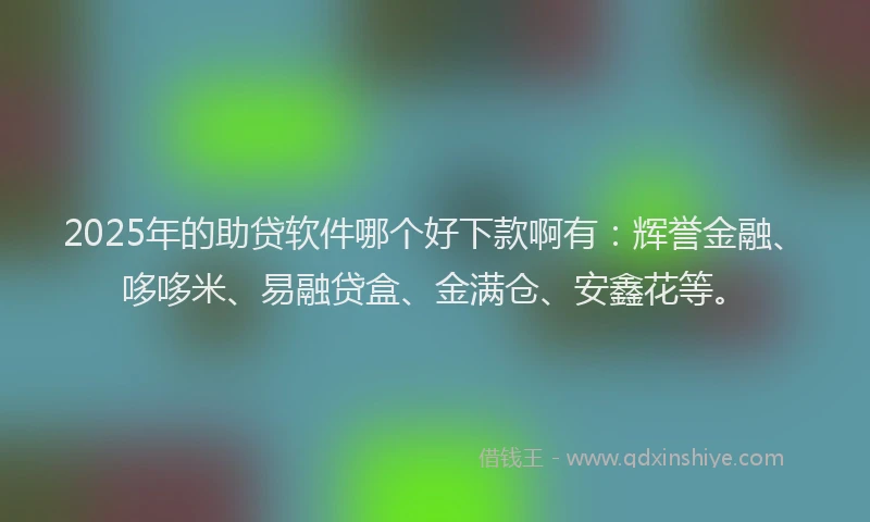 2025年的助贷软件哪个好下款啊有：辉誉金融、哆哆米、易融贷盒、金满仓、安鑫花等。