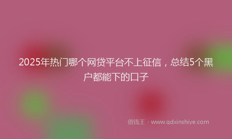 2025年热门哪个网贷平台不上征信，总结5个黑户都能下的口子