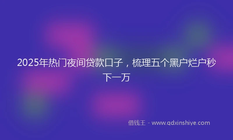 2025年热门夜间贷款口子，梳理五个黑户烂户秒下一万