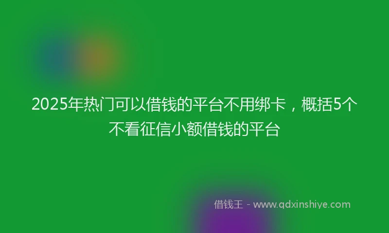 2025年热门可以借钱的平台不用绑卡，概括5个不看征信小额借钱的平台
