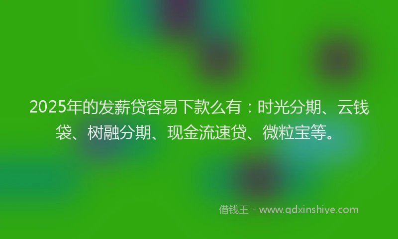 2025年的发薪贷容易下款么有：时光分期、云钱袋、树融分期、现金流速贷、微粒宝等。