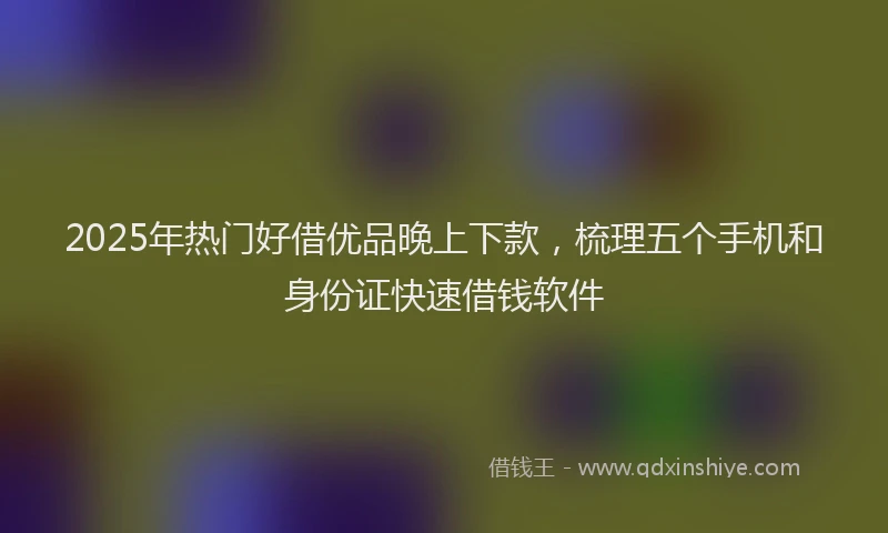 2025年热门好借优品晚上下款，梳理五个手机和身份证快速借钱软件