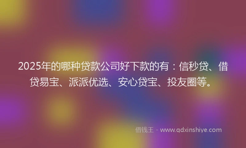 2025年的哪种贷款公司好下款的有：信秒贷、借贷易宝、派派优选、安心贷宝、投友圈等。