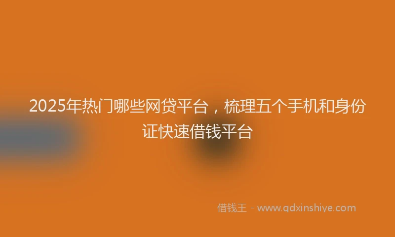 2025年热门哪些网贷平台，梳理五个手机和身份证快速借钱平台