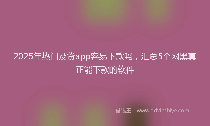 2025年热门及贷app容易下款吗，汇总5个网黑真正能下款的软件