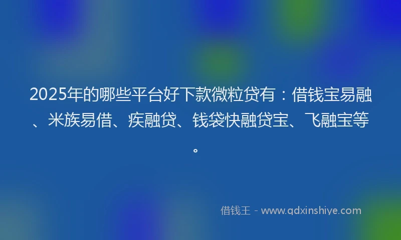 2025年的哪些平台好下款微粒贷有：借钱宝易融、米族易借、疾融贷、钱袋快融贷宝、飞融宝等。