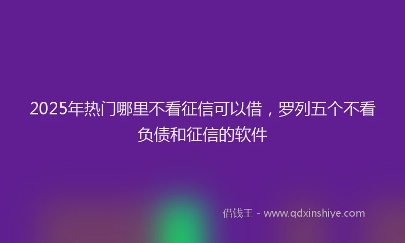 2025年热门哪里不看征信可以借，罗列五个不看负债和征信的软件