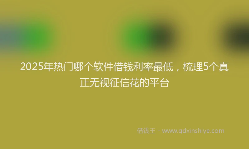 2025年热门哪个软件借钱利率最低，梳理5个真正无视征信花的平台