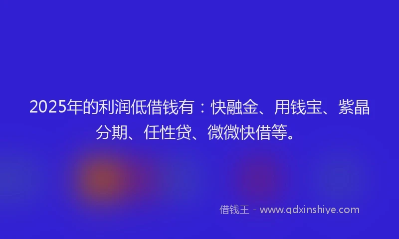 2025年的利润低借钱有：快融金、用钱宝、紫晶分期、任性贷、微微快借等。