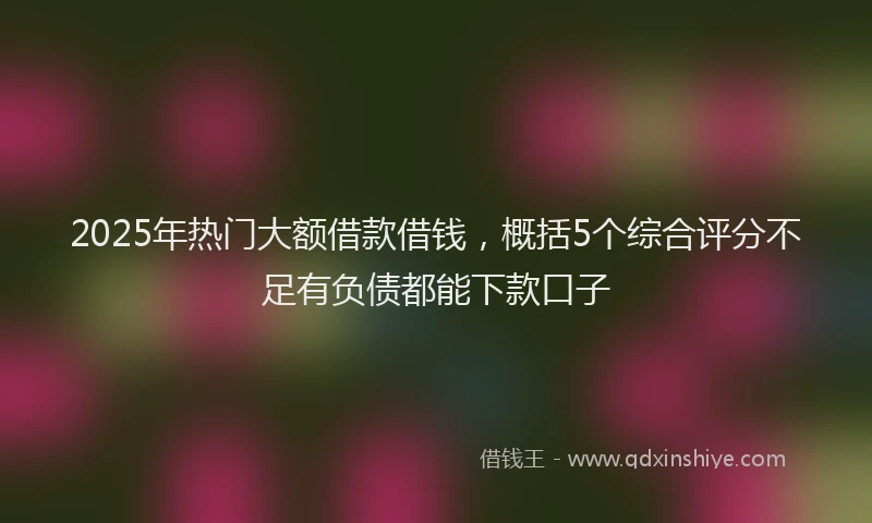 2025年热门大额借款借钱，概括5个综合评分不足有负债都能下款口子
