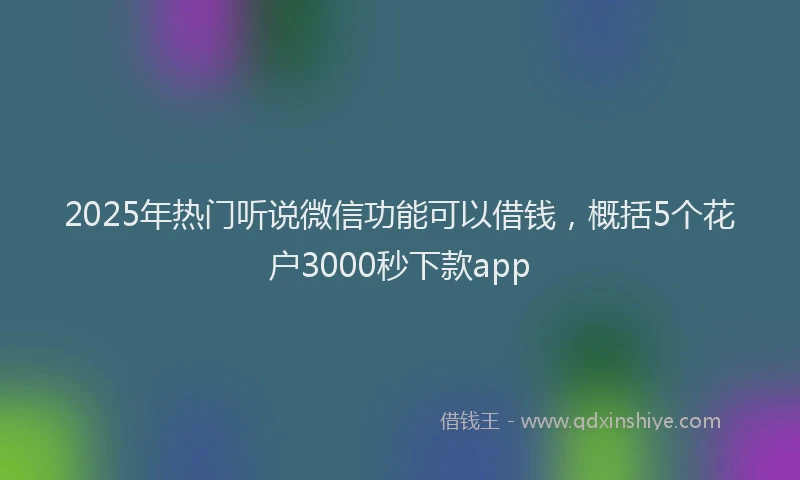 2025年热门听说微信功能可以借钱，概括5个花户3000秒下款app