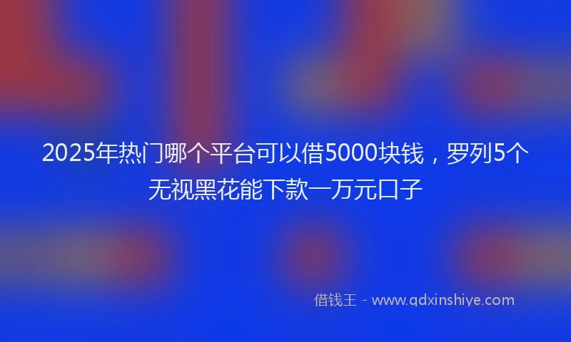 2025年热门哪个平台可以借5000块钱，罗列5个无视黑花能下款一万元口子