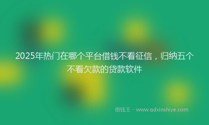 2025年热门在哪个平台借钱不看征信，归纳五个不看欠款的贷款软件