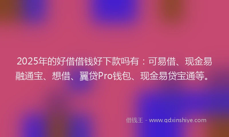2025年的好借借钱好下款吗有：可易借、现金易融通宝、想借、翼贷Pro钱包、现金易贷宝通等。