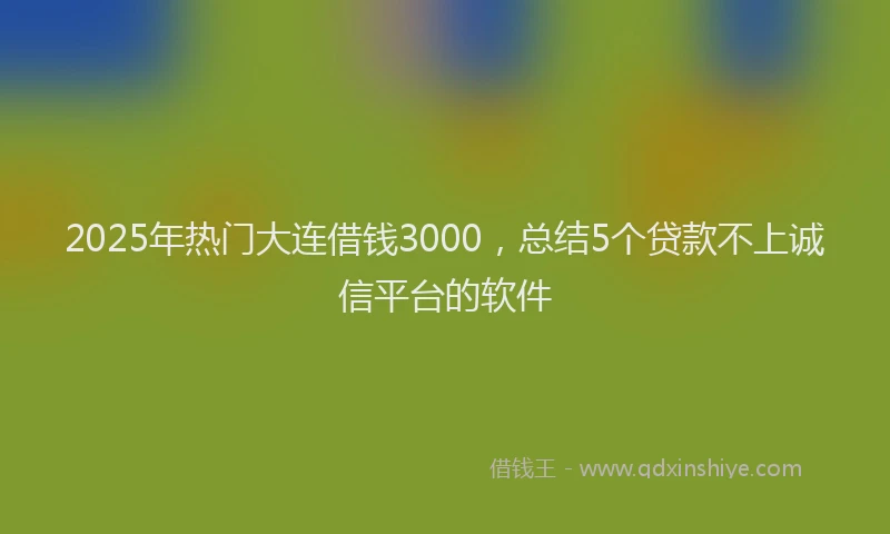 2025年热门大连借钱3000，总结5个贷款不上诚信平台的软件