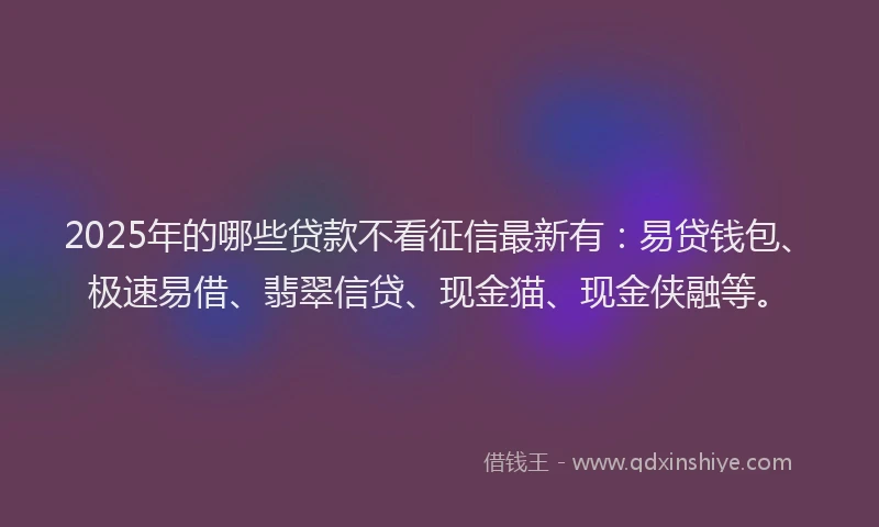 2025年的哪些贷款不看征信最新有：易贷钱包、极速易借、翡翠信贷、现金猫、现金侠融等。