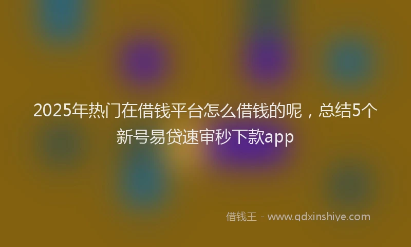 2025年热门在借钱平台怎么借钱的呢，总结5个新号易贷速审秒下款app