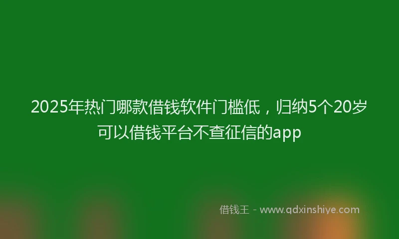 2025年热门哪款借钱软件门槛低，归纳5个20岁可以借钱平台不查征信的app